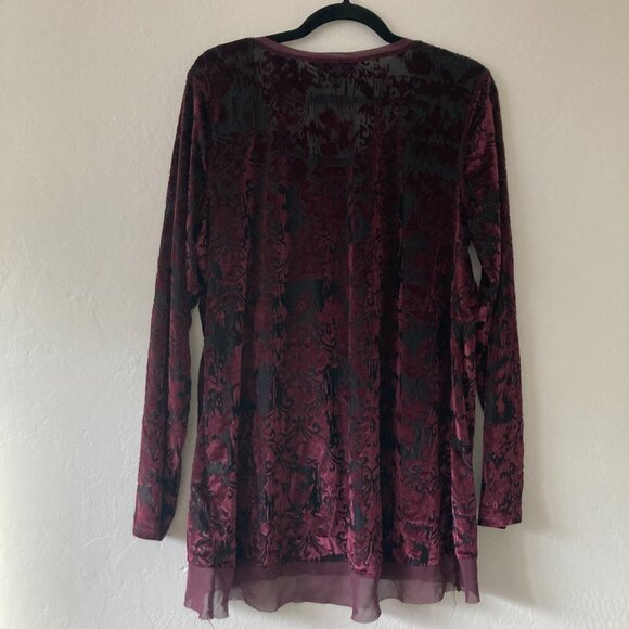 Simply Vera Wang Red Burnout Sheer Velvet Top Womens XL Whimsigoth Y2K Vamp - Picture 5 of 10